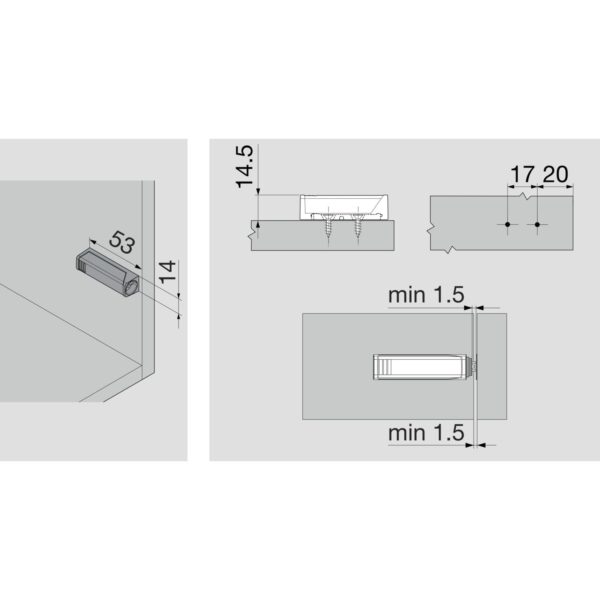 Odbojnik BLUM długi / krótki Tip-on + ADAPTER - obrazek 8