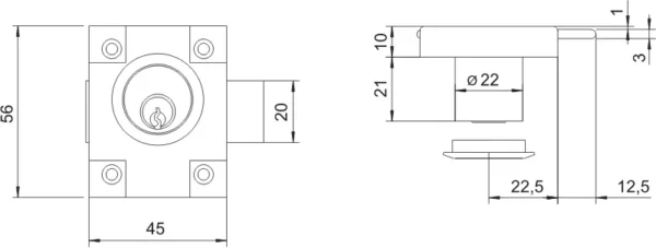 Zamek meblowy LOB ZMB1  ASSA ABLOY - obrazek 6