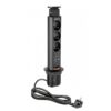 Gniazdo meblowe wpuszczane GTV wysuwne 60 mm 3 x gniazdo + USB Czarne