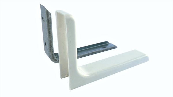 Wspornik półki kątownik biały metalowy z maskownicą  120 x 78 mm