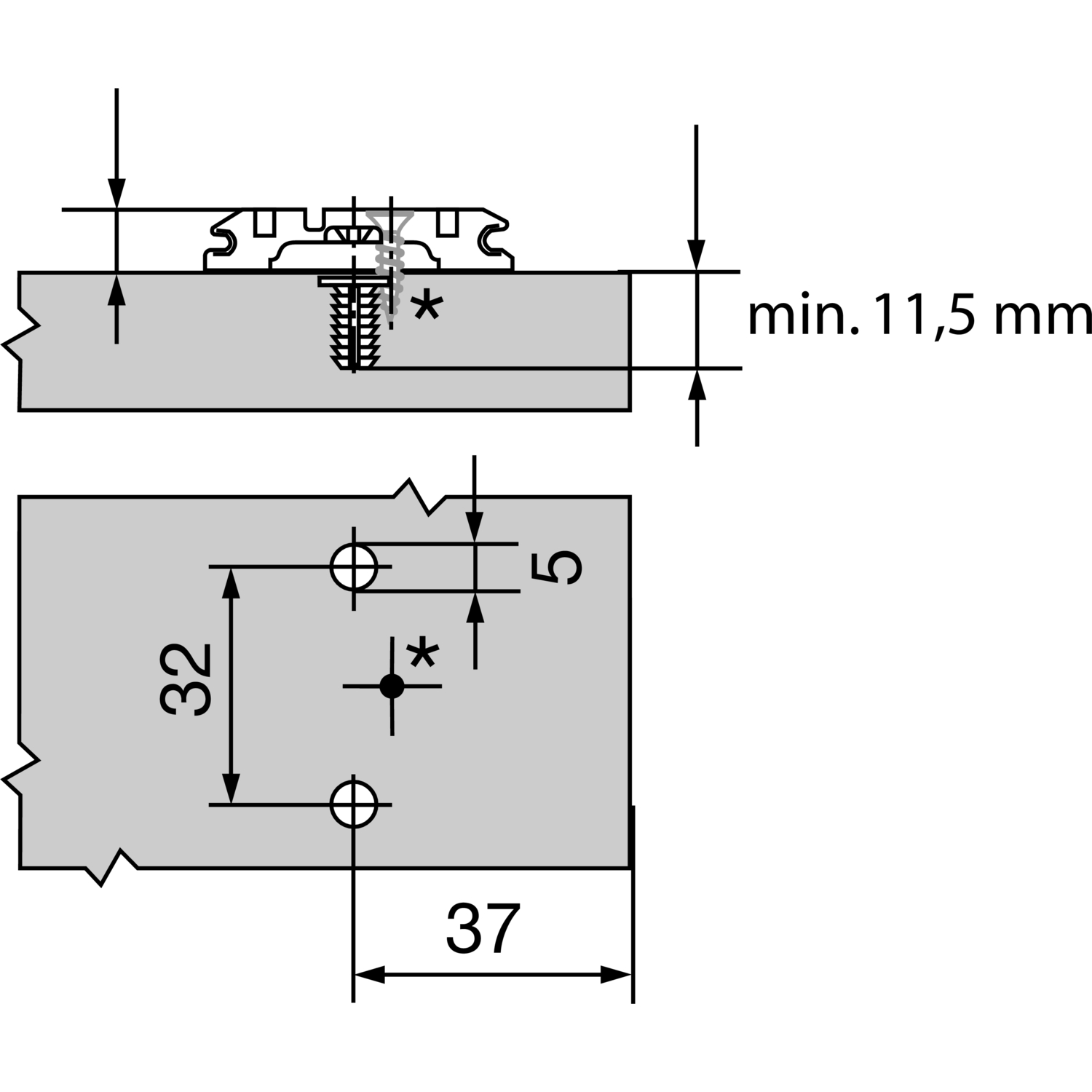 Prowadnik BLUM 174E6100.01 | CLIP EXPANDO 0 mm, krzyżak z kołkami rozporowymi - obrazek 5