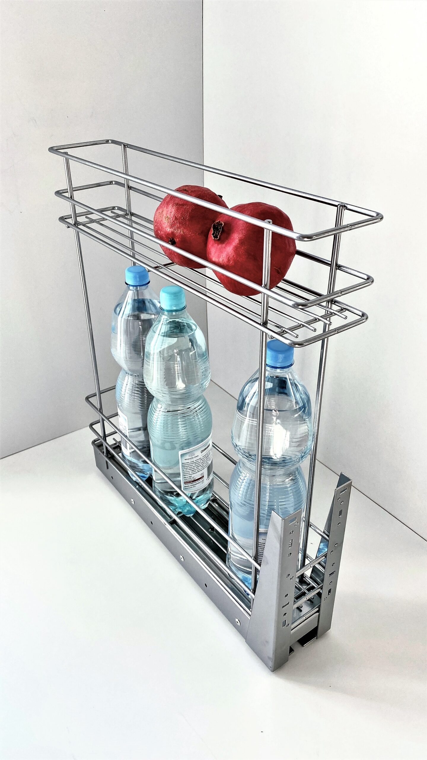 Kosz cargo mini 150 dwupoziomowy STANDARD, mocowanie dolne, P22 srebrny, NOMET W-2311M-150.P22