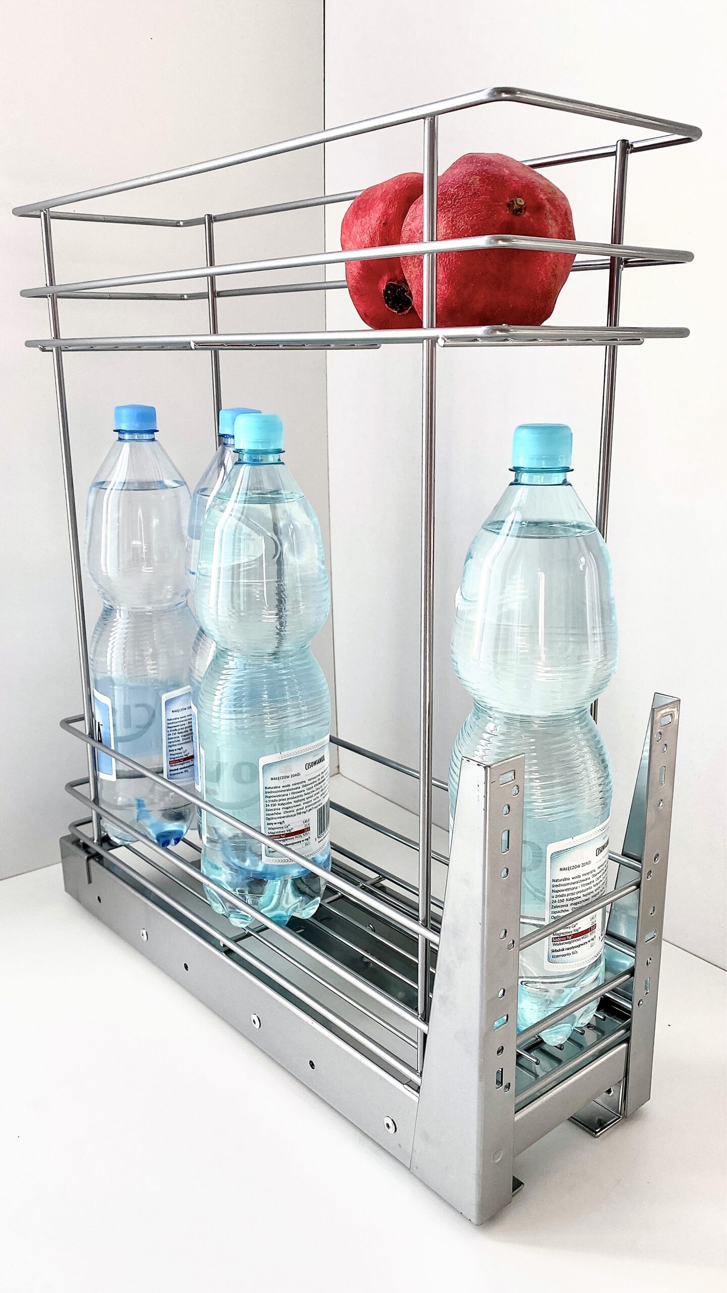 Kosz cargo mini 200 dwupoziomowy STANDARD, mocowanie dolne, P22 srebrny, NOMET W-2311M-200.P22