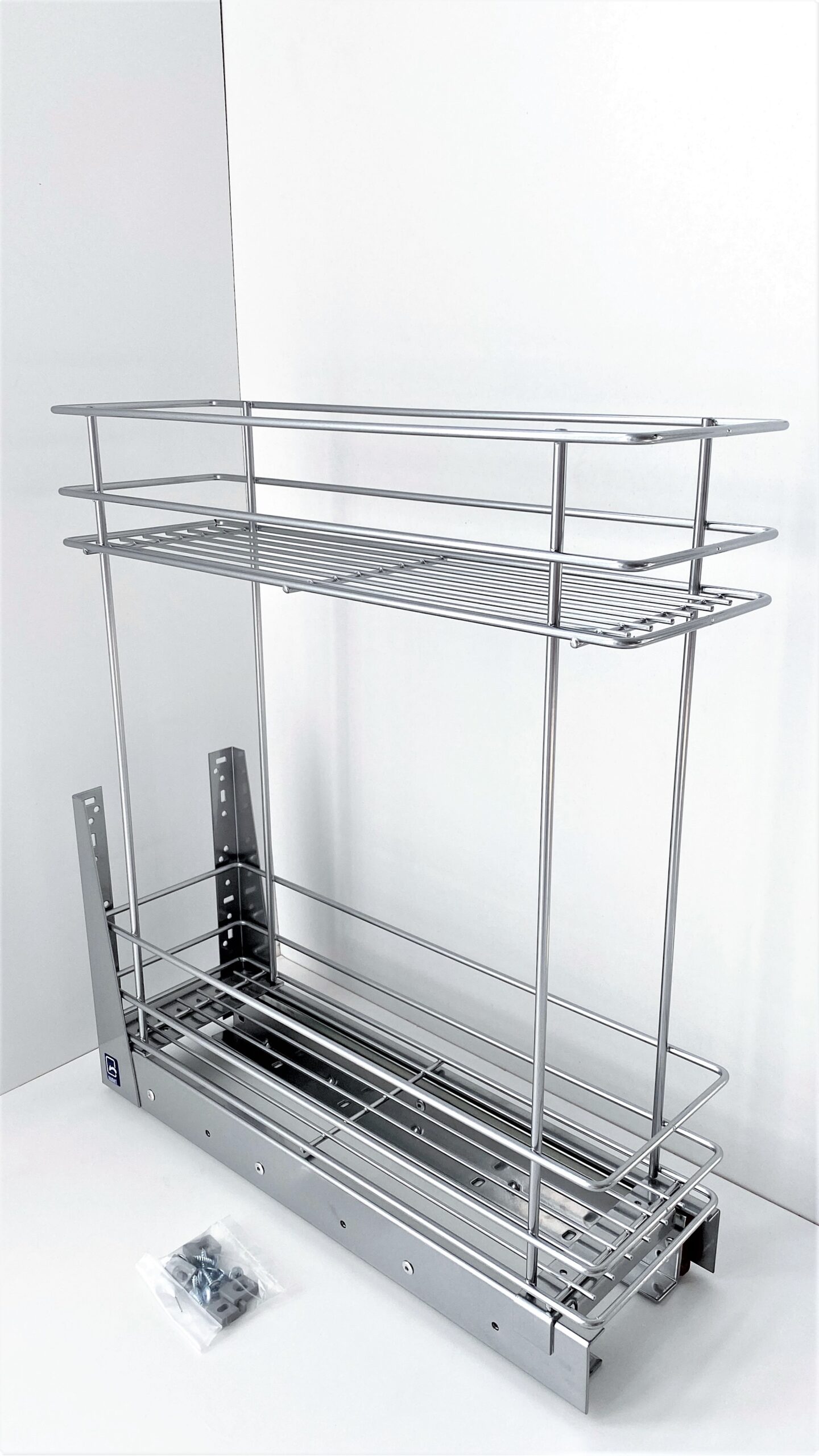 Kosz cargo mini 200 dwupoziomowy STANDARD, mocowanie dolne, P22 srebrny, NOMET W-2311M-200.P22 - obrazek 5