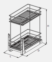 Kosz cargo mini 200 dwupoziomowy STANDARD, mocowanie dolne, P22 srebrny, NOMET W-2311M-200.P22 - obrazek 9