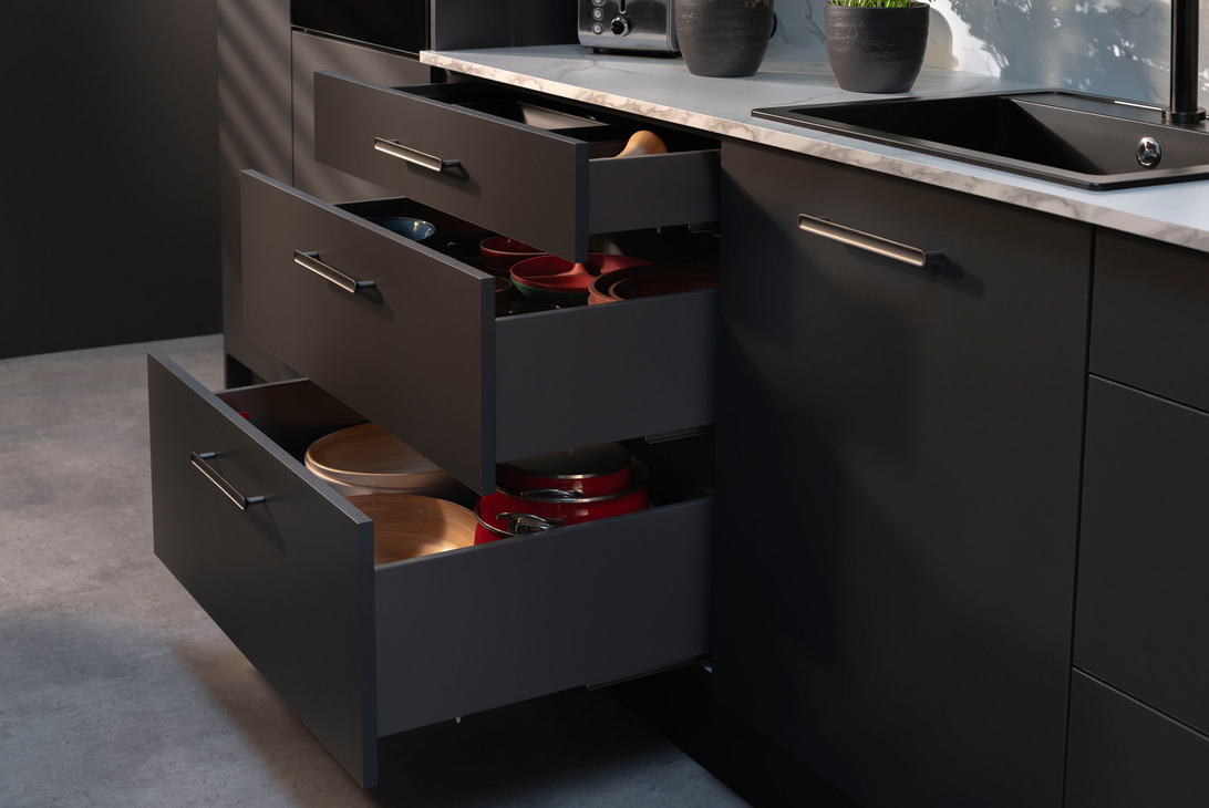 Szuflada Häfele Matrix S Slim 450 mm H84 szara cichy domyk 514.11.524 - obrazek 4