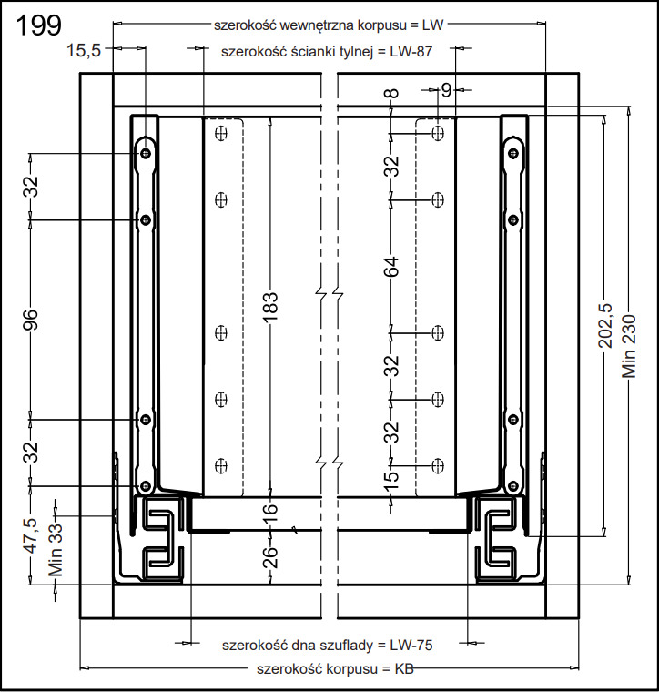 Szuflada Häfele Matrix S Slim 450 mm H199 szara wysoka 514.15.524 - obrazek 4