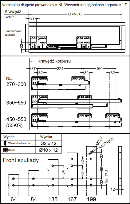 Szuflada Häfele Matrix S Slim 450 mm H84 szara cichy domyk 514.11.524 - obrazek 6