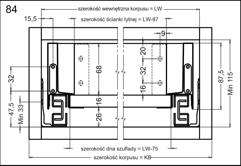 Szuflada Häfele Matrix S Slim 450 mm H84 szara cichy domyk 514.11.524 - obrazek 7