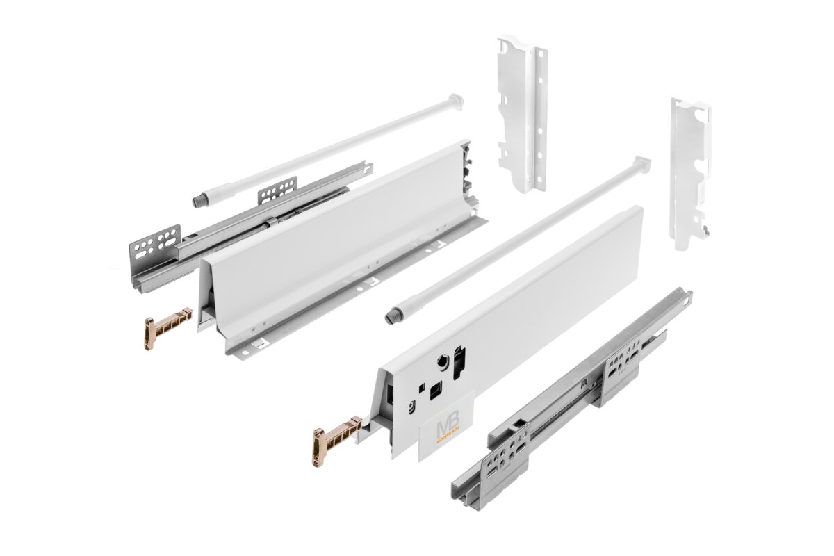 Szuflada GTV MODERN BOX, H=210 mm, L=450 mm, cichy domyk, w zestawie 1 kpl. relingów, biały - obrazek 2